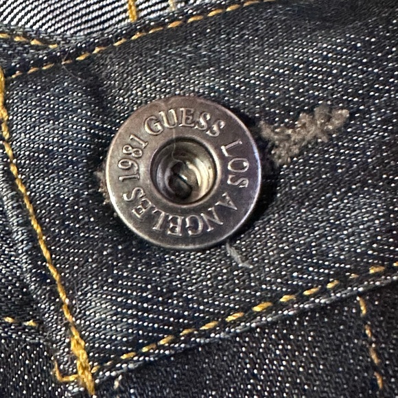 Guess Vintage Bootcut Button Fly Jeans Mid Rise Distressed Blue Denim 33x30 - Picture 11 of 16